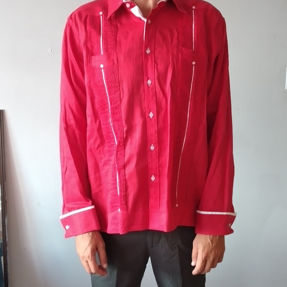 Stylish Red Men's Casual Button Down Shirt